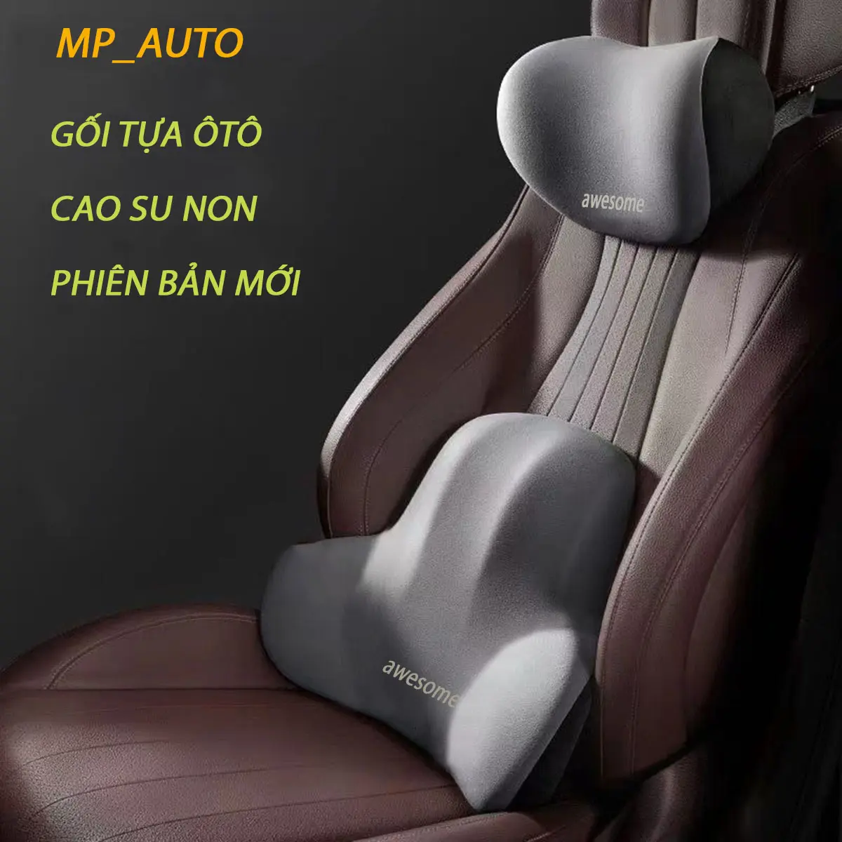 Gối Ô Tô Cao Su Non - Vỏ Cotton Mẫu Mới  Tựa Đầu, Nội Thất