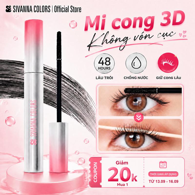 Sivanna Colors Mascara chống nước, chống mồ hôi 48H Lâu Trôi, làm dài và cong…