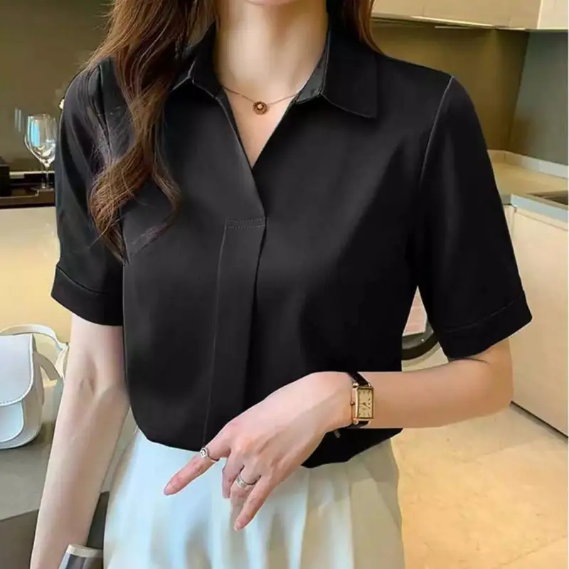 Kemeja Korean Style Lengan Pendek Wanita Formal Matt Shakila Twill By Diary Fashion 2