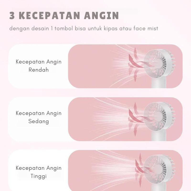 Kipas Angin Mini Fan dan Face Mist Portable USB Rechargeable - Kecil dan Isi Ulang 4