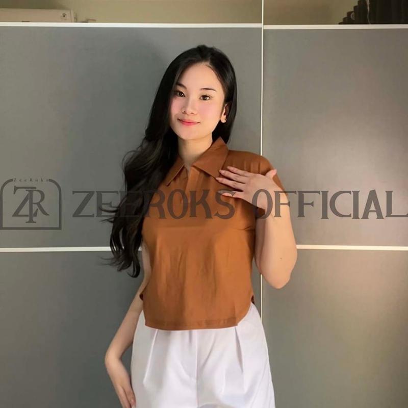 Product Introduction of baju wanita crop top leher kerah polo lengan pendek terbaru bahan cotton combed 11