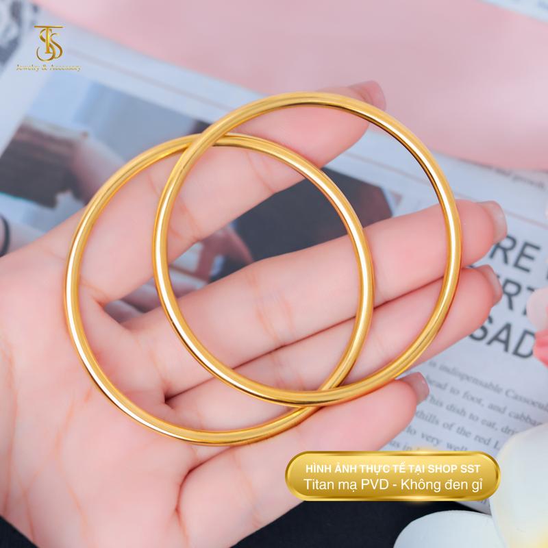 Vòng tay Titan SST Official Bản trơn 3 li vàng óng ánh thanh lịch Không Đen Gỉ VT08