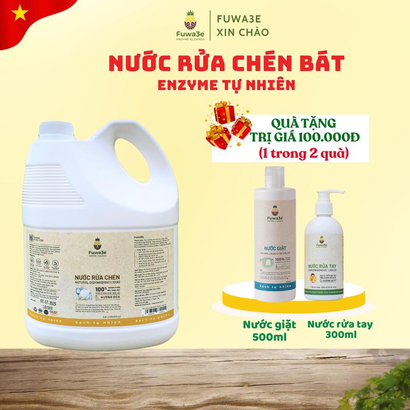   SALE  Nước Rửa Chén Bát Enzyme Sinh Học FUWA3E. Làm Sạch Bát Đĩa Xoong Nồi Bình Sữa. An Toàn Cho Da Nhạy Cảm Viêm Da 