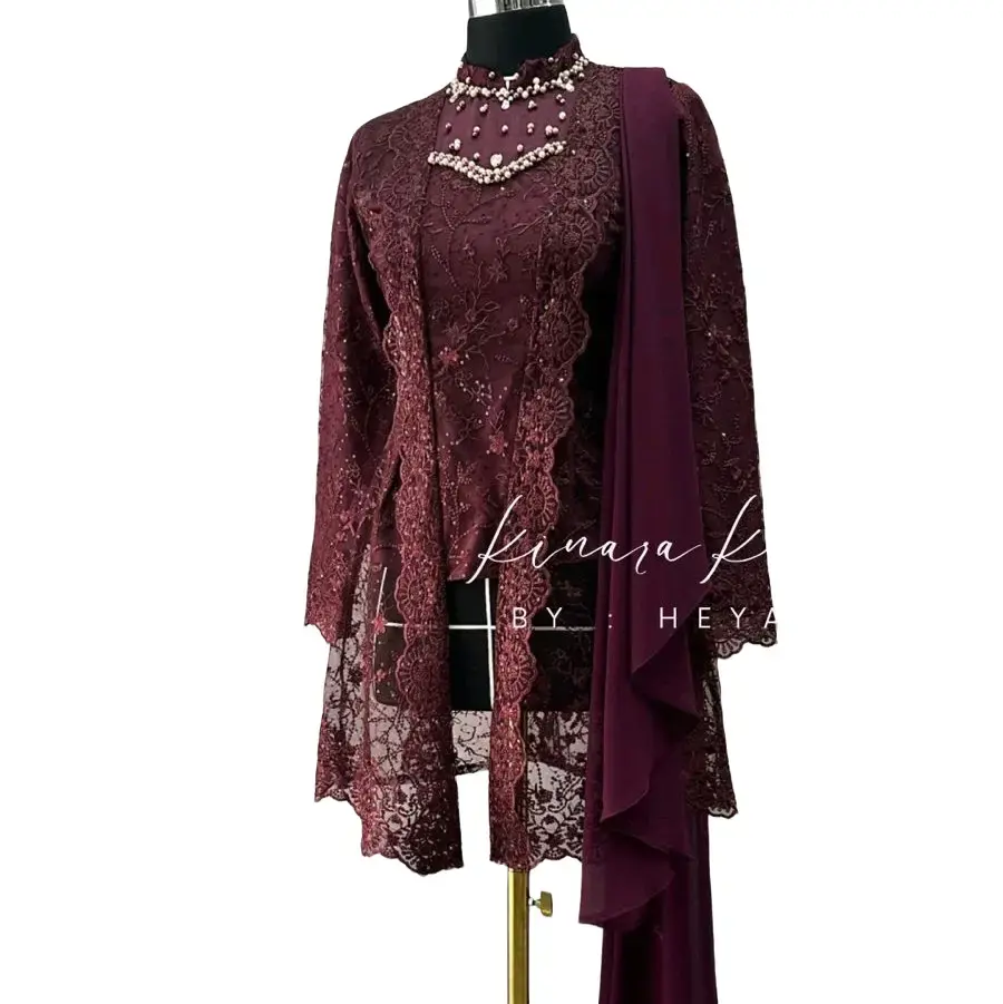 (Akita-Kinara Kutubaru) Atasan Wanita Kebaya Kutubaru Slimfit Bahan Lace Baju Dress