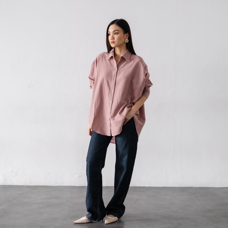 [Seminggu.rtw] Pocca Oversized Shirt / Atasan Wanita / Kemeja Lengan Panjang Wanita / Kemeja Linen / Kemeja Oversized 9