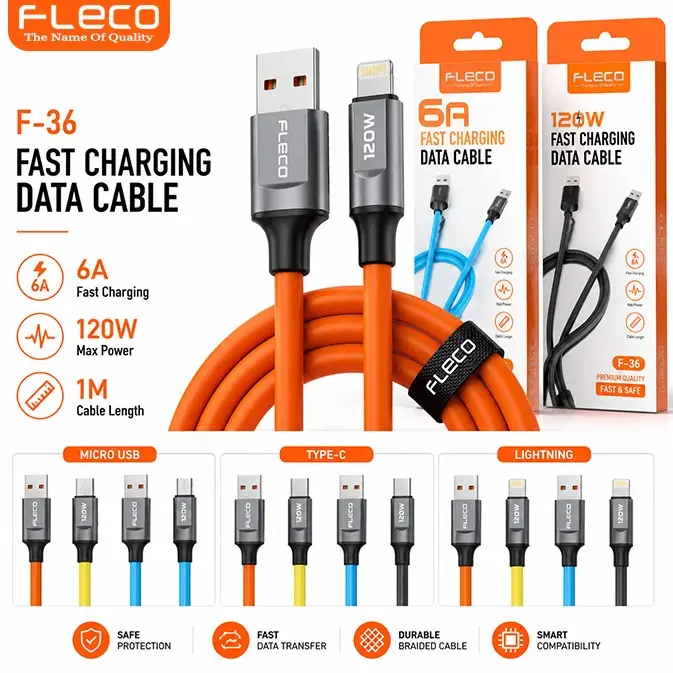 FLECO Kabel Data Fast Charging 6A 120W Panjang 1 Meter Pilih Varian F-36