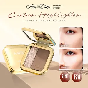 AMY'S DIARY Contour & Highlighter Palette MGL Hasil Natural 3D Bronzer Powder Matte