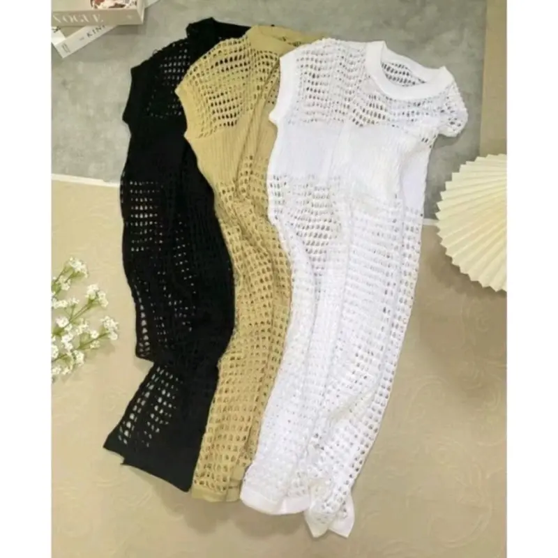 Ruby tunik jaring - Atasan wanita tanpa lengan - tunik rajut belah samping 4