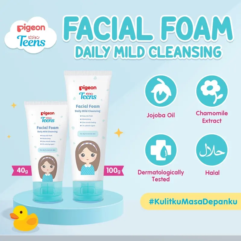 Sabun Cuci Muka Remaja Pigeon Teens Facial Foam Daily Mild Cleansing 100ml Kulit Kering - Pencuci, Wajah Kotoran Membersihkan Pembersihan 1