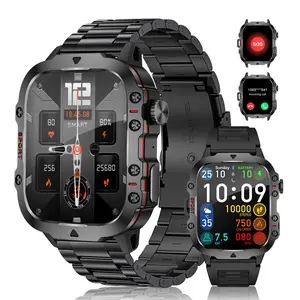 LIGE Jam Tangan Pintar Pria Olahraga Luar Ruangan Panggilan Bluetooth Asisten Suara Layar 1.96 Inci Kebugaran Tahan Air Smartwatch