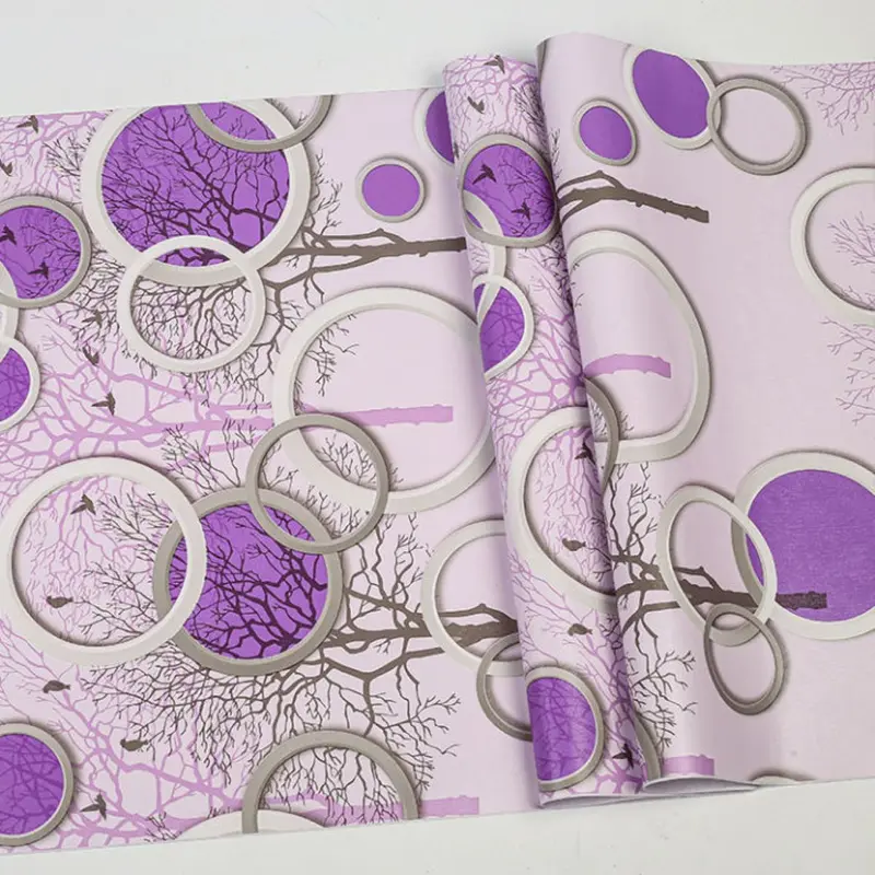 Wallpaper Dinding Polkadot Ungu 45cm x 10m Dekorasi 0