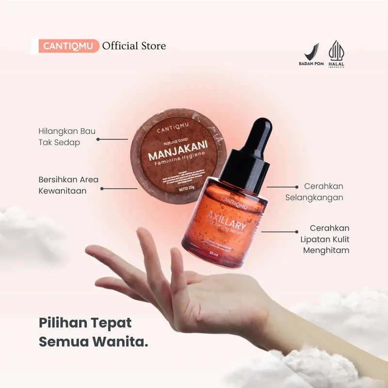 CANTIQMU Bundling Axillary Brightening Serum 20ml dan Natural Soap Manjakani 20gr 4