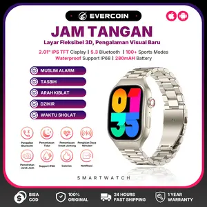 EVERCOIN 9PROS Smartwear Muslim Premium! Material Keramik & Stainless Steel, Layar Lengkung 2.01 Inch AOD, Fitur Khusus: Pengingat Sholat + Arah Kiblat + Pencatat Amal, NFC Smartdoor, Dynamic Island & Hand Gesture, 123 Olahraga, Monitor Kesehatan 24 Jam