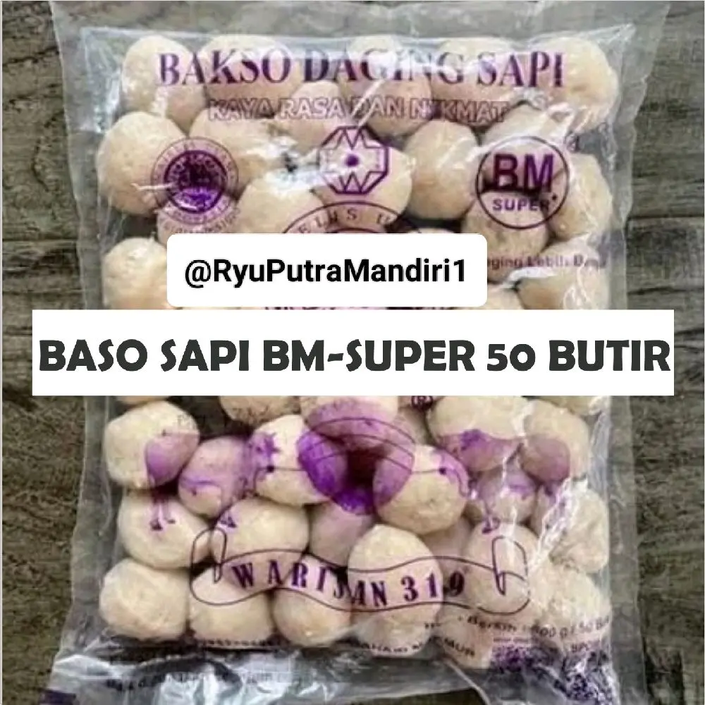 Bakso Sapi Warisan BM-Super 50 Butir Frozen Food Daging Baso Sapi Asli Sertifikasi Halal