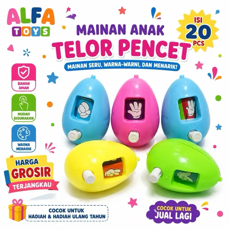 Mainan Anak Telor Pencet Lucu isi 20 Pcs