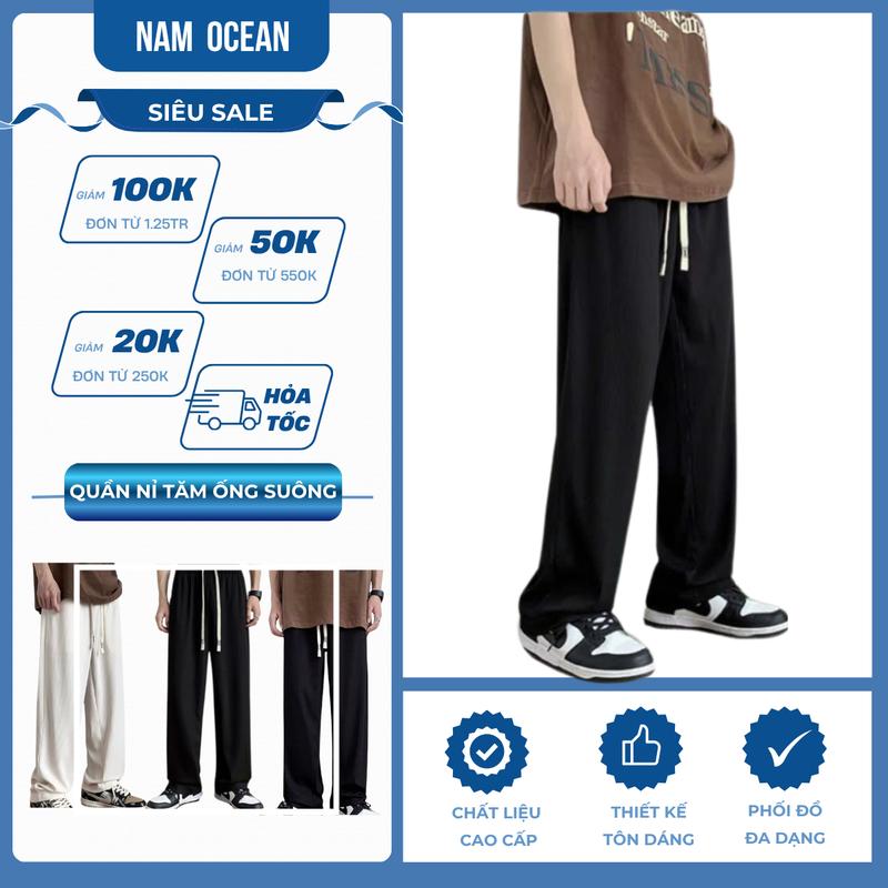Quần nỉ nam nữ ống suông nhung tăm màu đen cao cấp mã số M68 Menswear Pants Thun Ong