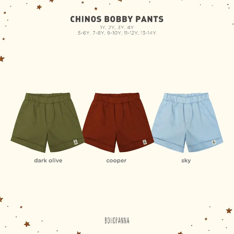 CHINOS BOBBY PANT PBohopanna B102 / B73 / Celana Chinos Anak Pendek Unisex Polos Katun 1