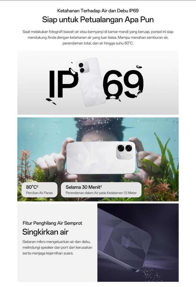 [BARU] OPPO A6t Pro 5G Online Exclusive 8GB/256GB [Dimensity 6300 5G, 7000mAh Large Battery 80W SUPERVOOC, IP69 Water & Dust Resistance]