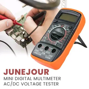 JUNEJOUR Mini Digital Multimeter AC/DC Voltage Tester 1999 Count XL830L dengan LCD Backlight & Bracket Penyangga untuk Pengukuran Listrik Akurat