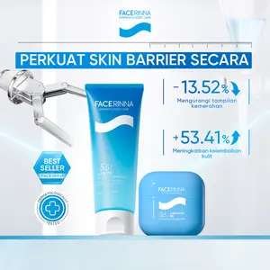 FACERINNA B5 Panthenol Hydrating 2pcs/3pcs Skincare Paket - Gentle Facial Wash & Ceramide Moisturizer - Untuk Kulit Sensitif Menjaga Skin Barrier Low pH Gentle Facial Wash Soothing Calming Menenangkan kulit kering Brightening Exfoliating Sabun