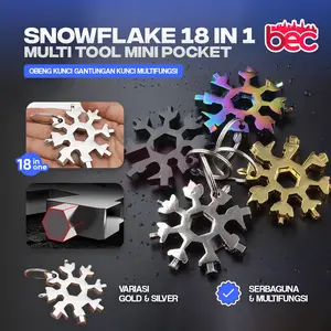[BEC] Gantungan Kunci 18 in 1 Snowflake Multifungsi Pocket Wrench Skaer Tool Serbaguna Survival 18 in 1