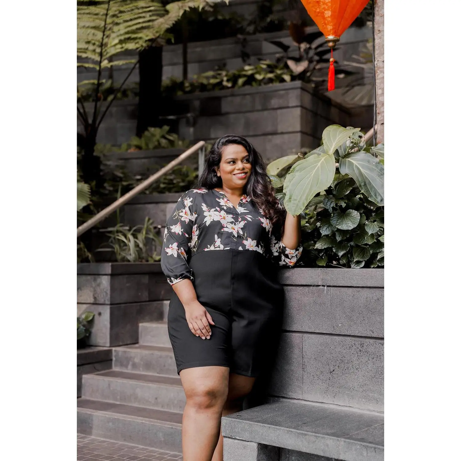 [TCC] Plus Size Duo Colour Romper, Versatile, Floral, Geometric