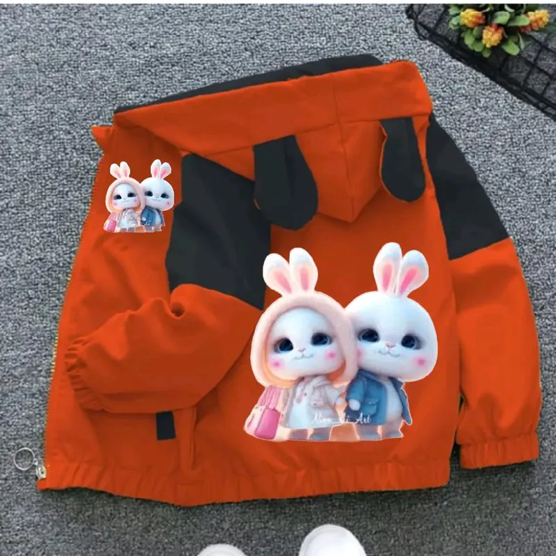 jaket hoodie anak kombinasi bergambar kelinci imut&lucu paling banyak dicari bahan bagus jaket waterproof jaket musim dingin jaket untuk anak perempuan umur 1-12 tahun Bayi 3