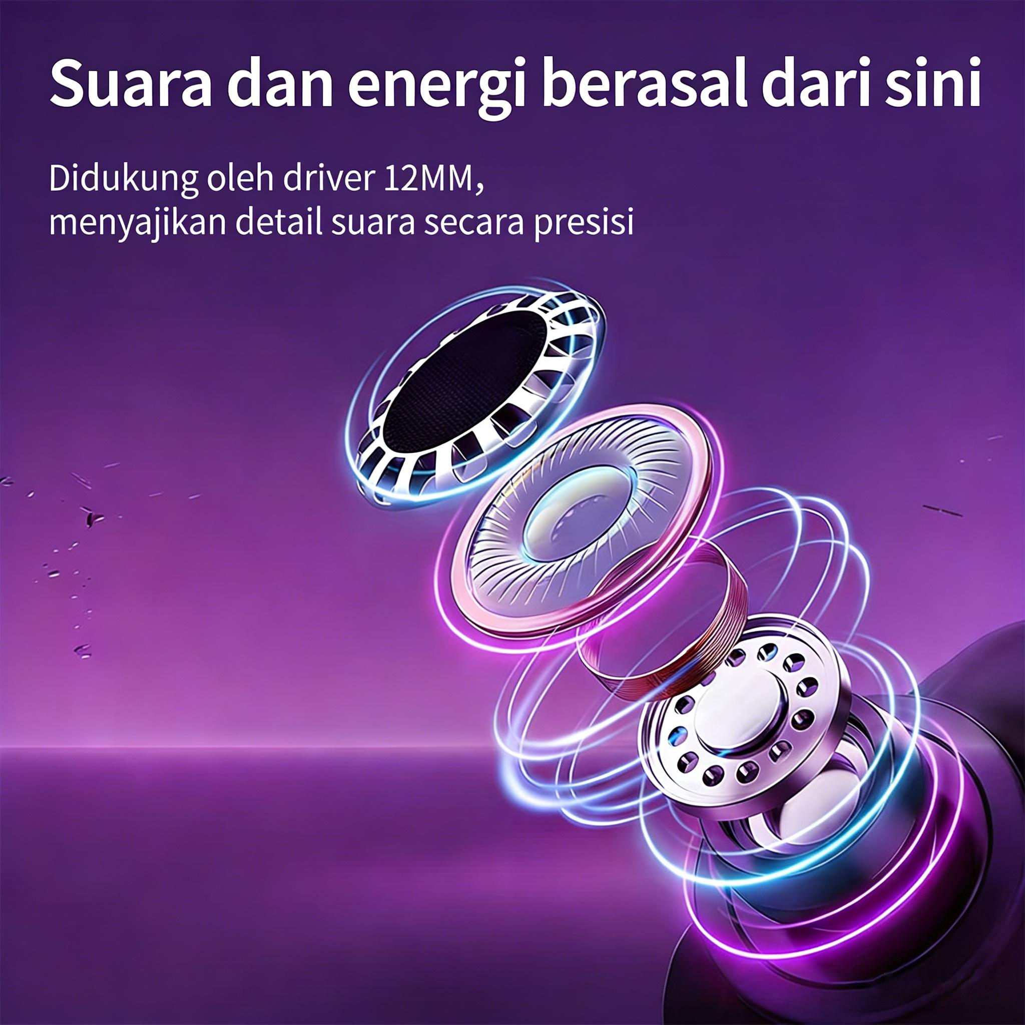 Eikelk Hsz PHANTOM M10 Earphone Bluetooth Nirkabel True Wireless, Anti Air Dalam, Baterai Tahan Lama, TWS, Suara Stereo Bass Kuat, Audio Surround 3D, Peredam Suara Cerdas, Gaming Kompetitif, Mendukung Panggilan, Musik,Olahraga, Earphone Bluetooth Nirkabel