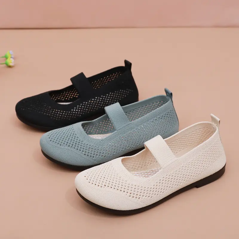 2025 Summer new  Mom's shoes , Breathable mesh women's shoes,Low Top Slip on Women Casual shoes, Soft soled single shoe ,Knit ventilation Middle aged and elderly tennis shoes