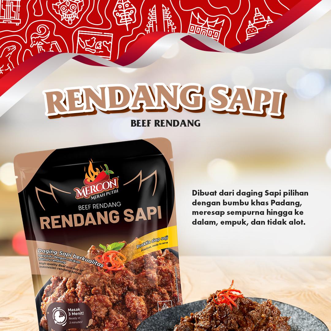 Mercon Merah Putih - 1 PACK RENDANG SAPI (150 GRAM) Daging Food Instan