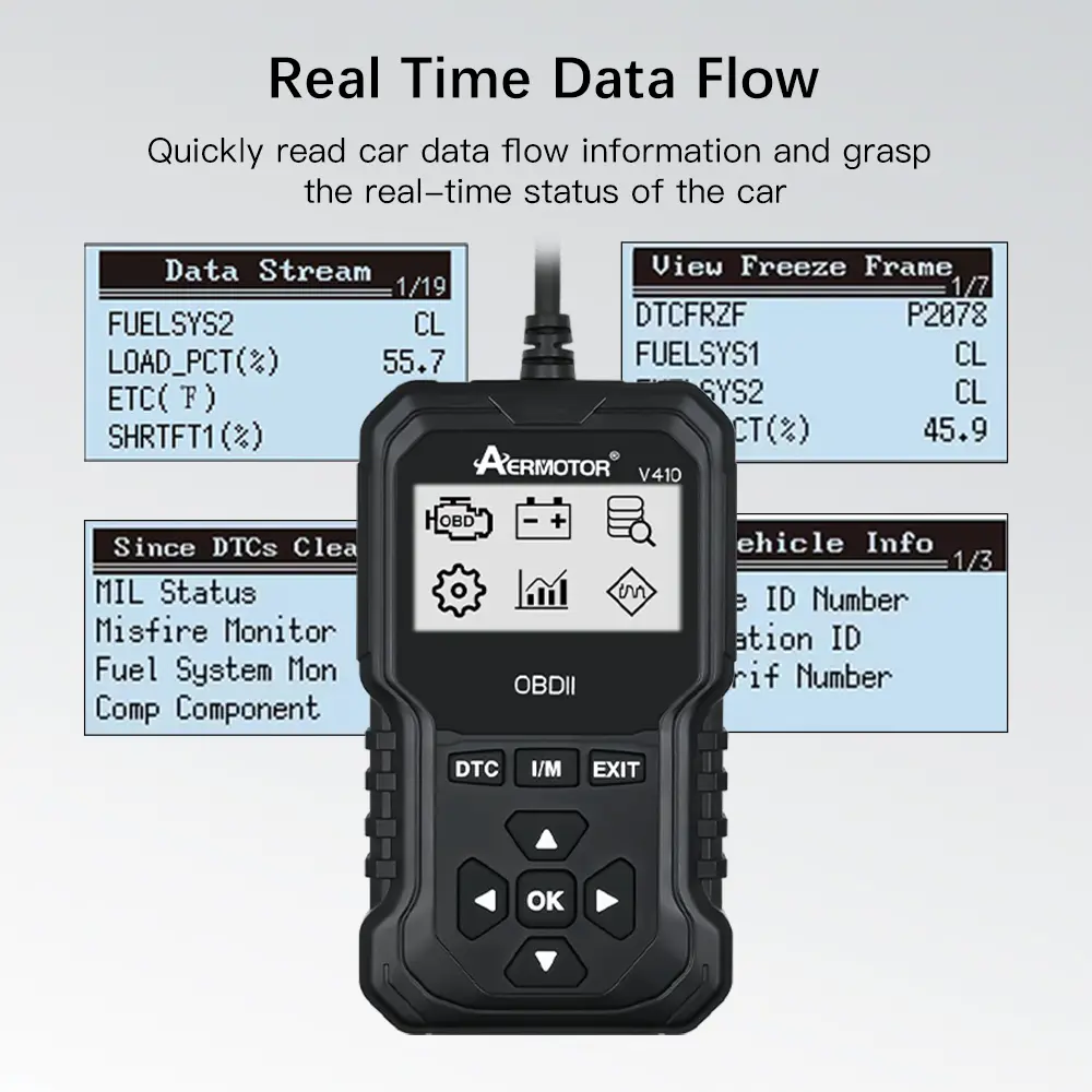 V410  OBD Scanner Code Reader Car Universal Diagnostic Tool Engine Fault Diagnosis OBD II EOBD Real-time Data