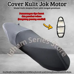 (Langsung Pasang) Jok Kulit Cover Sarung Jok Motor Bahan Amplas Pasir Kulit Jeruk Polos Premium Tahan Lama Anti Air & Cakar Kucing Desain Modern Elegan motif Model Universal Hitam Samping abstrak murah