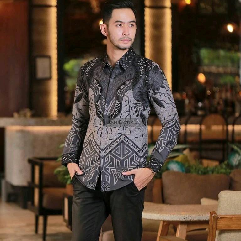 Kemeja Batik  Pria Panjang Baju Kantor batik  Dewasa size M L XL XXL 6