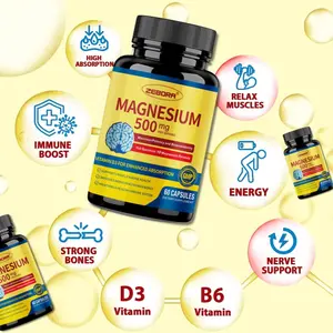 Zebora Magnesium Glycinate 500 mg Suplemen Tidur Nyenyak & Reduksi Stres Alami 60 Kapsul Lunak Dengan Vitamin D3 & B6 Untuk Kesehatan Otot & Tulang