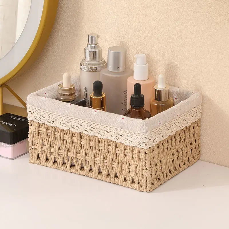 keranjang rotan Penyimpanan Box/ Keranjang Penyimpanan Keranjang Makanan Ringan Kotak /Penyimpanan Kosmetik Kotak /keranjang kotak rotan/Keranjang Rotan Persegi Panjang tenunan tangan 8