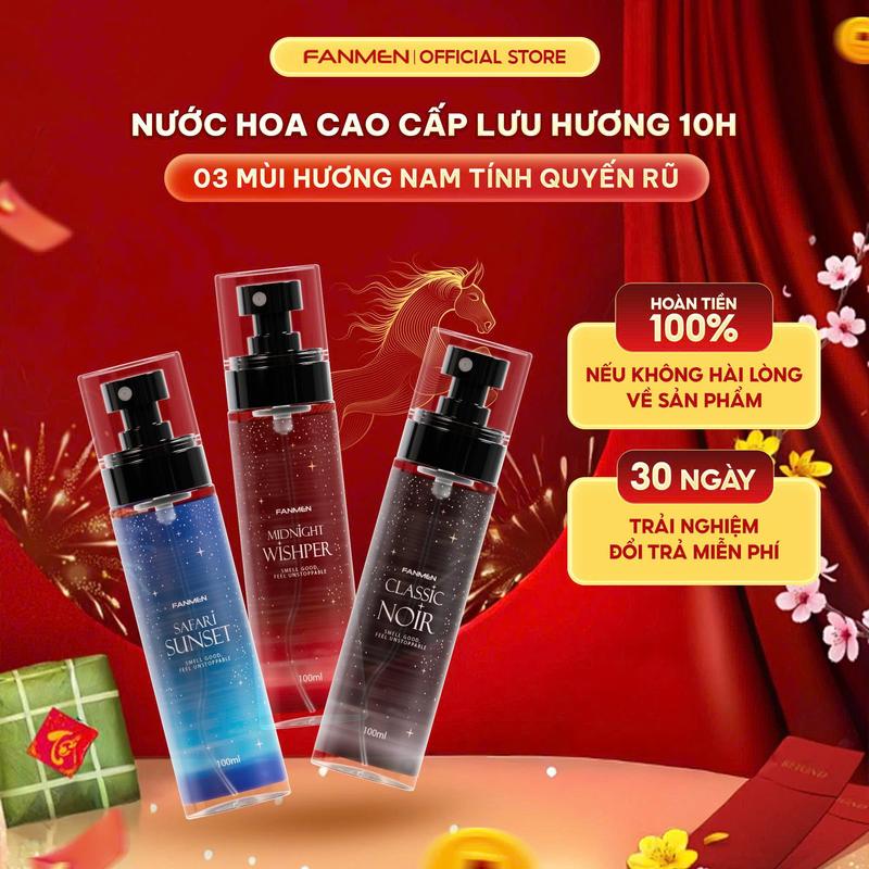  Body Mist Fanmen xịt thơm toàn thân hương nước hoa cao cấp nam tính quyến rũ Bộ sưu tập body mist với 3 mùi hương nam tính quyến rũ 