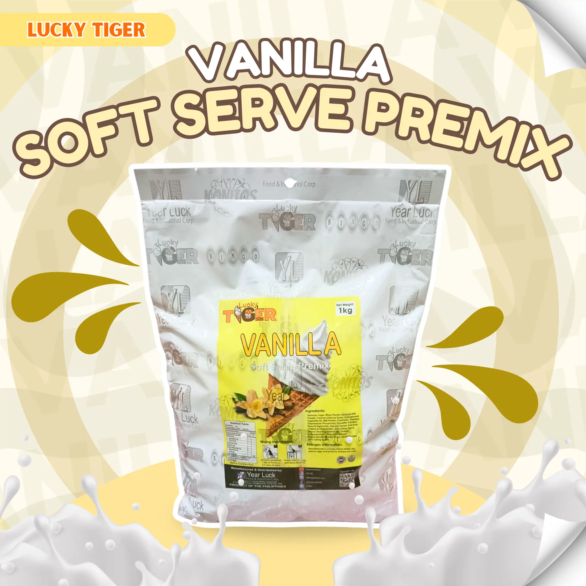 LUCKY TIGER Soft Serve Powder Premix Vanilla