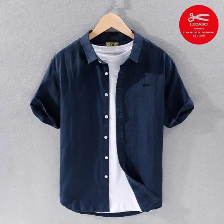 Kemeja pria lengan pendek kemeja pria lengan pendek/kemeja cowok model terbaru kemeja pria slimfit/kemeja pria lengan pendek distro Casual Lembut Nyaman  Formal 3