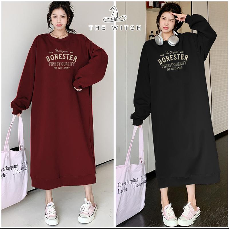 FORM DÀI RỘNG Váy suông đầm suông dài tay chất nỉ hàn Bone