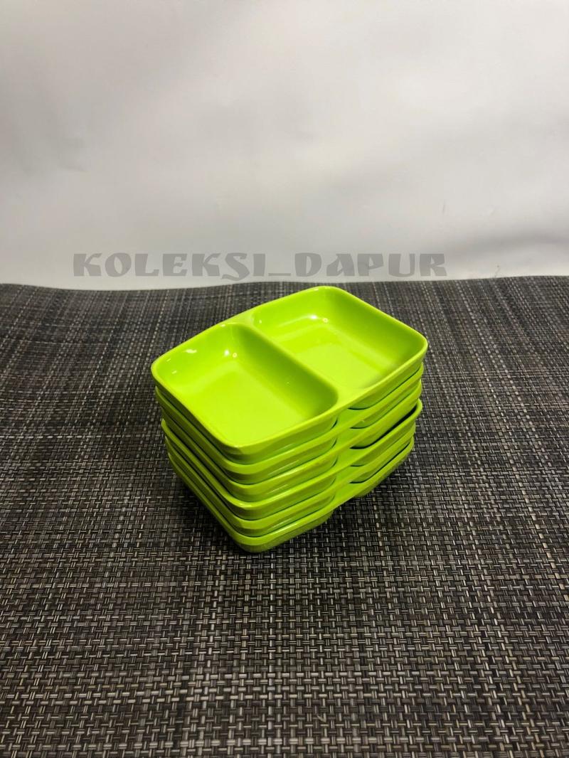 Product Introduction of ￼Piring Tempat Sambel Melamin Sekat 2  ( 6 pcs ) Piring Sambal Melamine - Piring Saos Melamin - Mangkok Sambal Melamin - Mangkuk Sambel Melamine Hijau Merah Kitchenware Putih 2