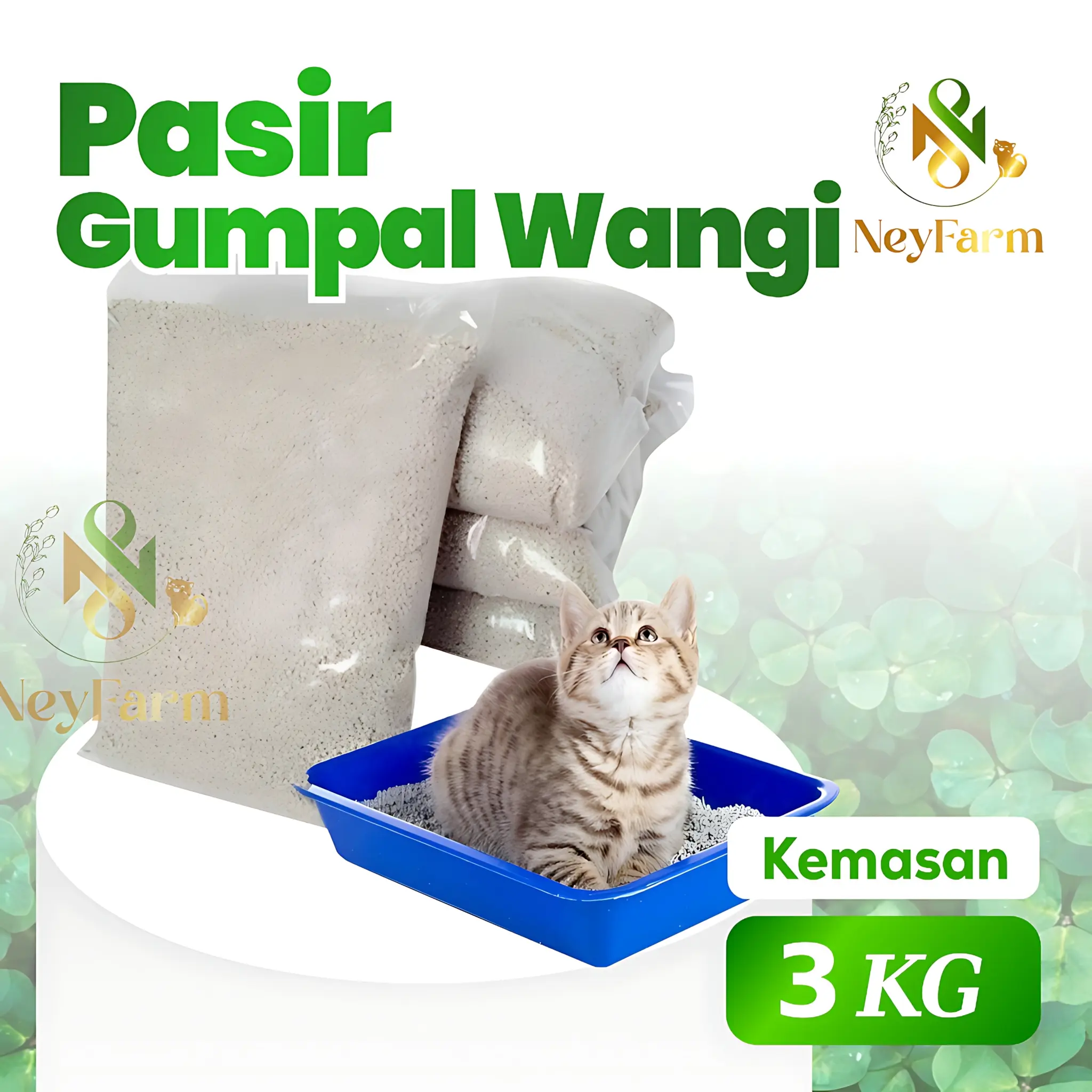 Pasir Gumpal Wangi 3 Kg Pasir Kucing Hamster Anjing