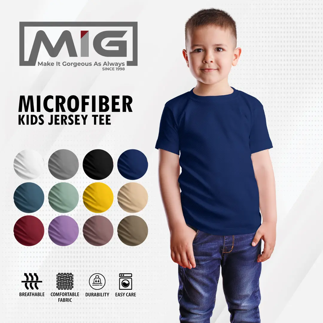 MIG Kid Microfiber Unisex 160gsm Jersey T Quick Dry Round Neck Short Sleeve Plain T Shirt