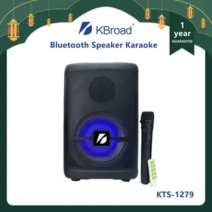 Speaker Bluetooth Portable KBroad KTS-1279 8 Inch 20W dengan Kontrol Bass/Treble & Lampu RGB, Input Mic Kabel, FM Radio, Baterai 2400mAh - Untuk Karaoke dan Party Jam Led Wireless