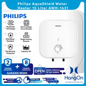 Philips Water Heater 15 Liter 200 Watt AWH-1631/70 Putih AWH1631 White Waterheater 15L 200W AquaShield Pemanas Air Elektrik dengan Tangki Penyimpanan 15Liter FlowGuide Technology Water Resistant IPX4 Waterproof Dry Burn Protection