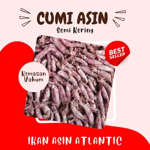 Cumi Asin Kemasan Vakum 100 Gram | 250 Gram | 500 Gram | 1 Kg - Ikan Asin Atlantic | Cumi Super / Cumi Telur | Cumi Baby | Cumi Sedang SEMI KERING