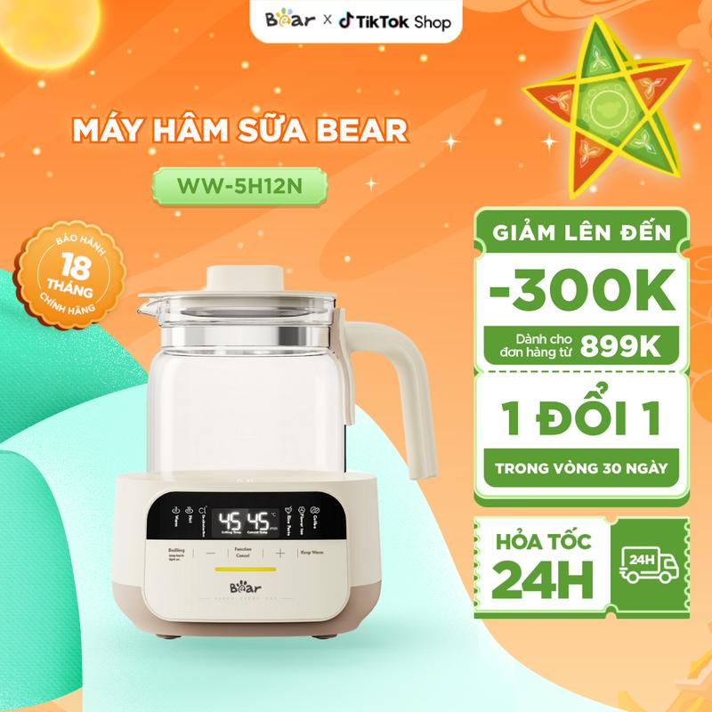 Máy Hâm Sữa Cho Bé BEAR Máy Đun Pha Sữa Cho Bé, Ấm Đun Nước Pha Sữa Cho Bé, Máy Đun Nước Pha Sữa Ủ Sữa Giữ Nhiệt Thông Minh Khử Clo An Toàn Cho Bé WW-5H12N