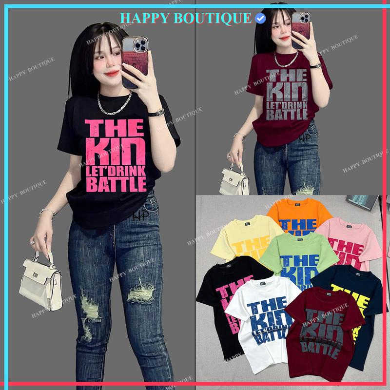 Áo Thun Dáng Vừa Nữ B72 Form 40~60kg Chữ Nổi Vải BORIP Cotton Mềm Mịn Mát Co Dãn 4 Chiều THE KIN Top Women aonuxinh Màu Trắng HAPPYBOUTIQUE