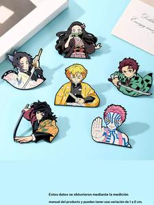 Juego de 6 pinches de esmalte de dibujos animados de Demon Slayer, broches creativos de aleación, accesorios de moda para mochilas, estilo para todas las estaciones
