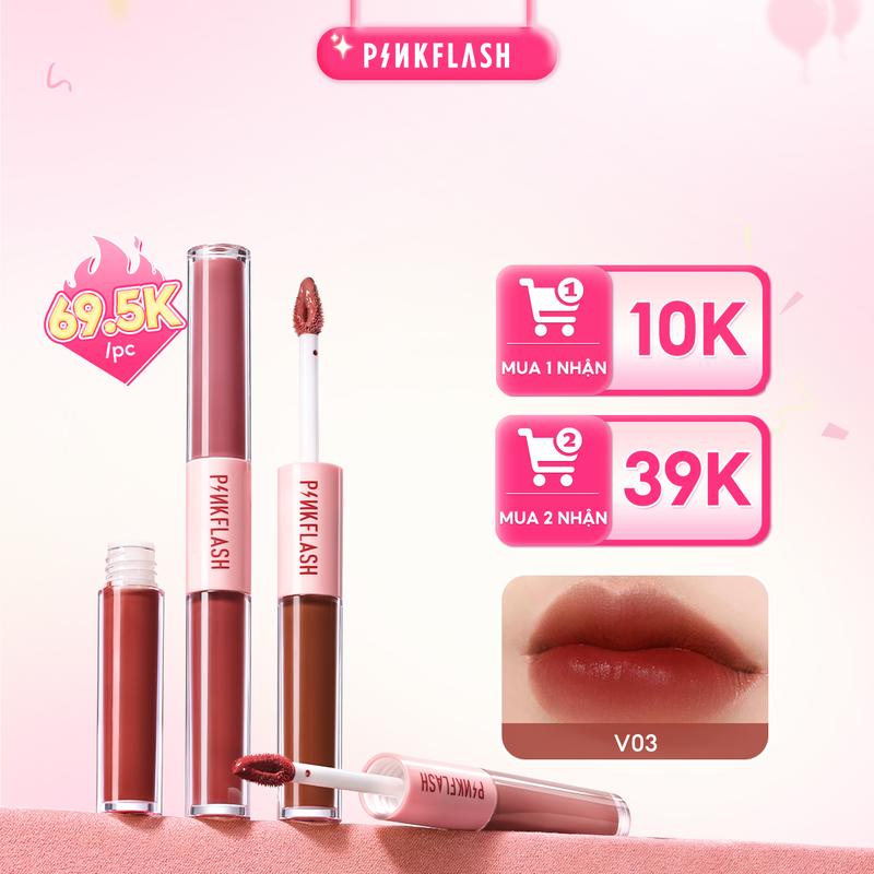 【 Voucher 39K  PINKFLASH DoubleSense Son môi ombrelips tint nhung ombrelips lì hai đầu  2 Trong 1 nhẹ sắc tố cao lâu trôi 30g 