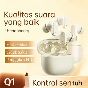 Q1 Earphone Bluetooth Nirkabel In-Ear Daya Tahan Baterai Panjang Earbuds Olahraga Nyaman Headset Panggilan Jernih Pengurang Kebisingan